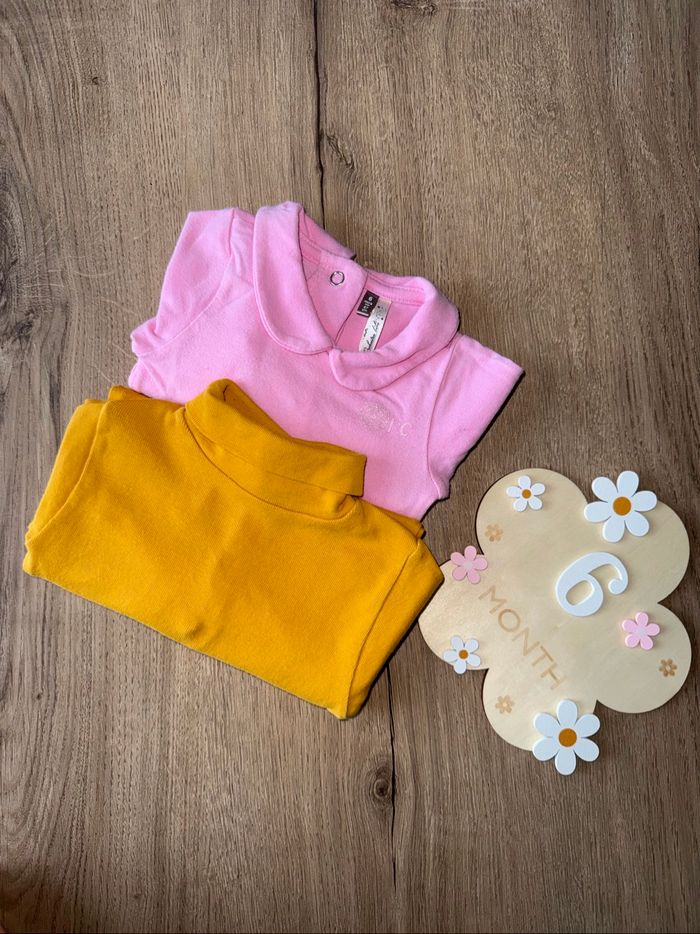 Body manche longue petit bateau et orchestra jaune et rose 6 mois - photo numéro 5