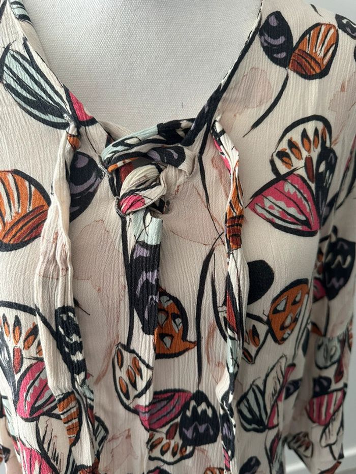Blouse bariolée à fleurs beige crème et multicolore Mise au Green T1 38 M - photo numéro 3