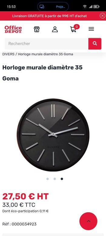 Horloge murale Diamètre 35 cm