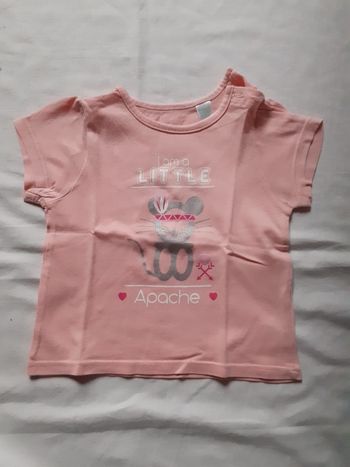 Tee shirt saumon motif souris argentée