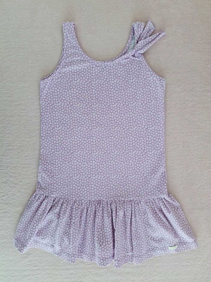 Robe d'été Kid Cool 6 ans parme motif petites fleurs blanches