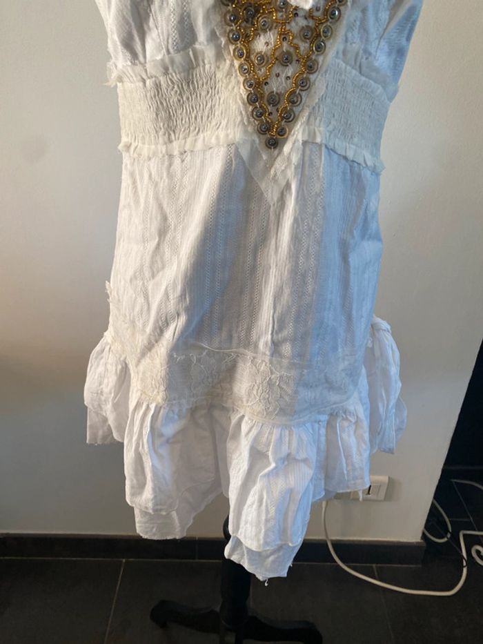 Robe Morgan blanche à volants et dentelle taille XS / S - photo numéro 9