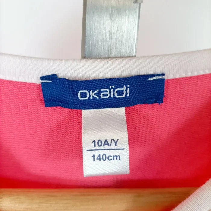 Robe rose corail fille Okaïdi 10 ans – taille 140 cm, cordon à la taille A1096 - photo numéro 4