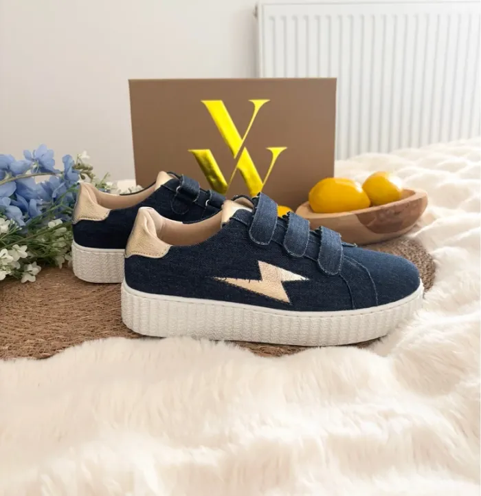 Baskets Vanessa Wu bleu marine et or taille 40