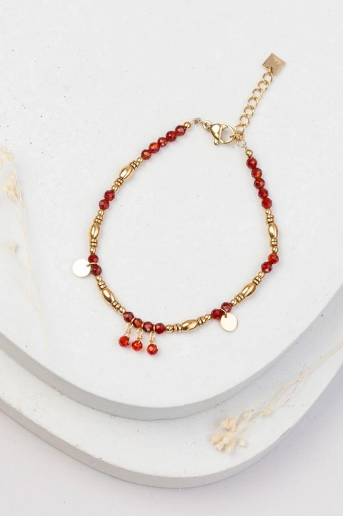 Bracelet doré en acier inoxydable à perles Bohm En très bon état - photo numéro 3