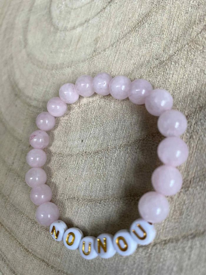 Bracelet « nounou » quartz rose 18 cm , lithothérapie - photo numéro 4
