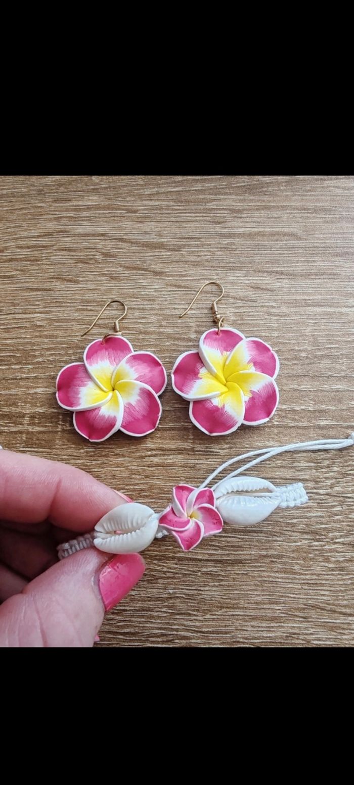 Bracelet plus boucles d'oreilles fleurs - photo numéro 2