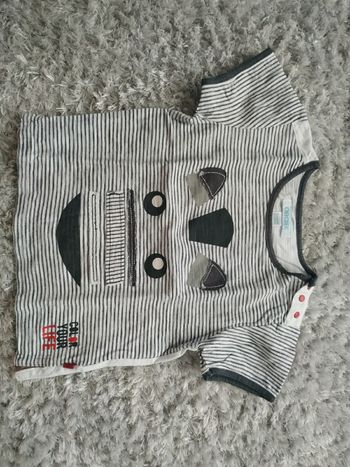 T-shirt manches courtes blanc rayé noir 18 mois