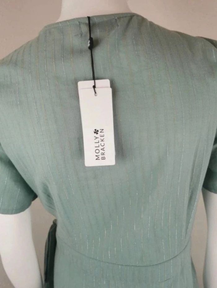 Robe marque Molly Bracken taille L couleur vert sauge 100% coton  neuf étiqueté - photo numéro 3