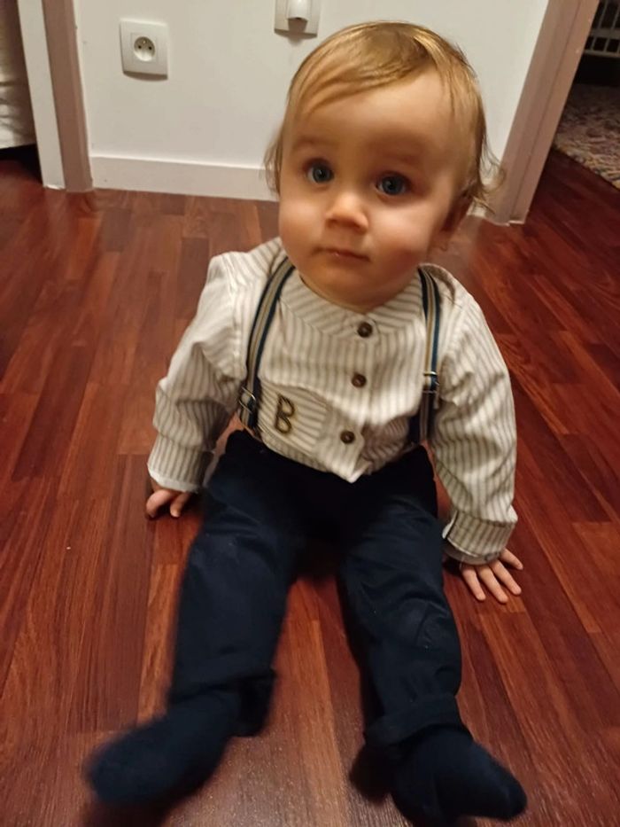 Ensemble henopilote bébé 24 mois bretelles chemise pantalon très bon état - photo numéro 6