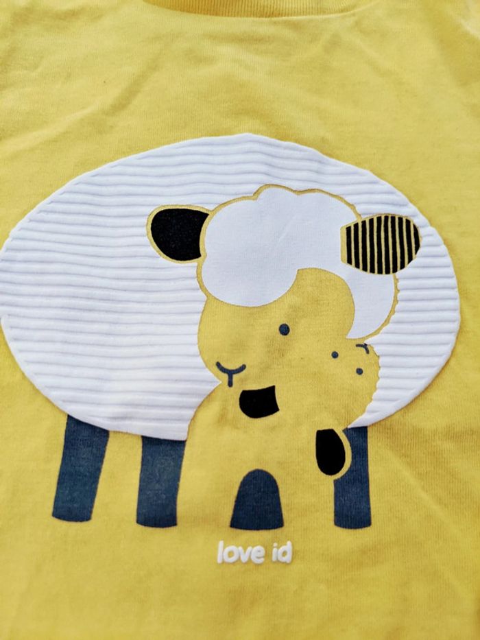 Tee-shirt jaune manches longues mouton Obaibi 6 mois 67 cm - photo numéro 2
