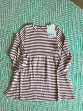 Robe coton organique côtelé rayé T. 98/104 cm Neuf