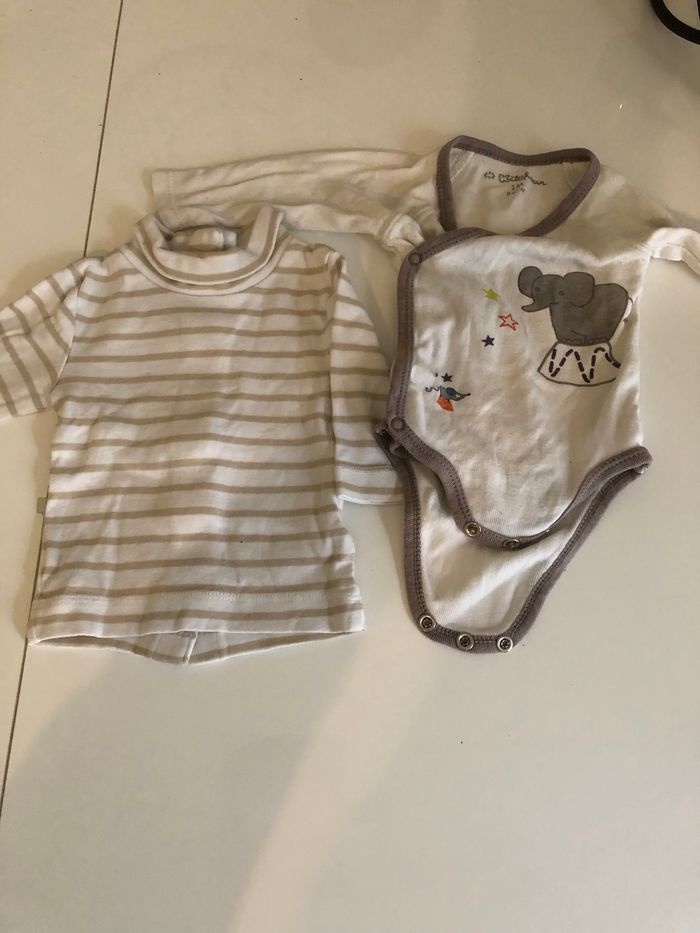 1 bodies et 1 t-shirt manche longue - 1 mois - photo numéro 3