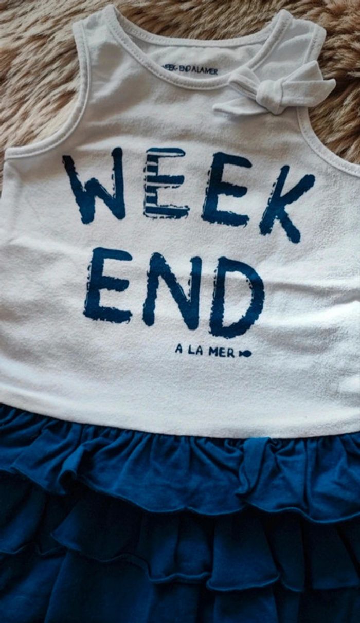 Robe ete bleu blanche week end a la mer 3 mois - photo numéro 3