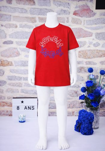 T-shirt manches courtes rouge imprimé " Soleil et Mer " Garçon taille 8 ans marque Jacadi 🎸