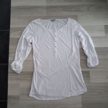 Chemisier femme blanc à manches 3/4 Tex taille M