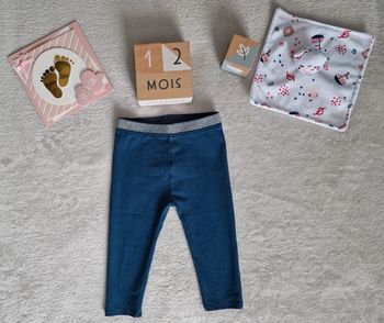 Legging bleu ceinture lurex - 12M - Vertbaudet [TBE]