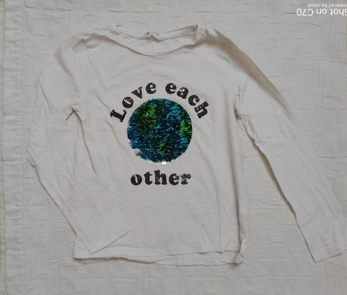 H&M haut t shirt manches longues sequins 10 ans