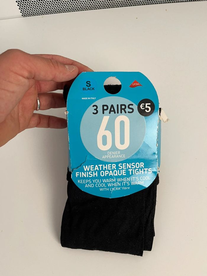 3 Pairs Collants Noirs Neuves Taille S - photo numéro 2