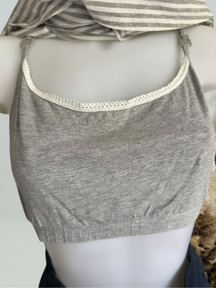 Haut d'allaitement femme kiabi marinière blanc gris - photo numéro 3