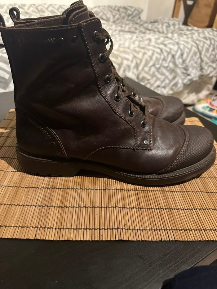 Bottes en cuir marron homme – robustes, stylées et en excellent état - photo numéro 2