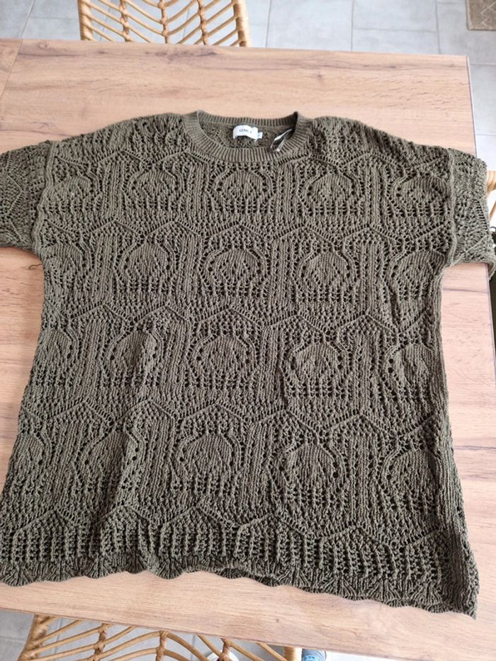 Pull en crochet kaki Only XS - photo numéro 2