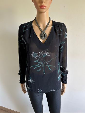 Blouse noire et imprimée à manches longues LPB Woman taille S TBE