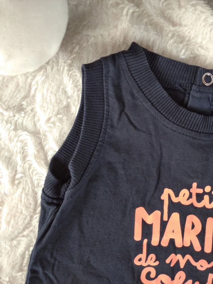 Débardeur tee shirt chemise sans manche Garçon 9 mois Petit marin de mon cœur Tape à l'œil - photo numéro 3