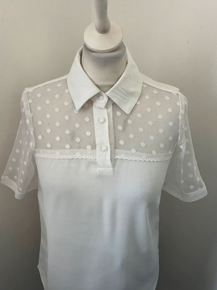 Blouse blanche col Claudine school rag XS - photo numéro 3