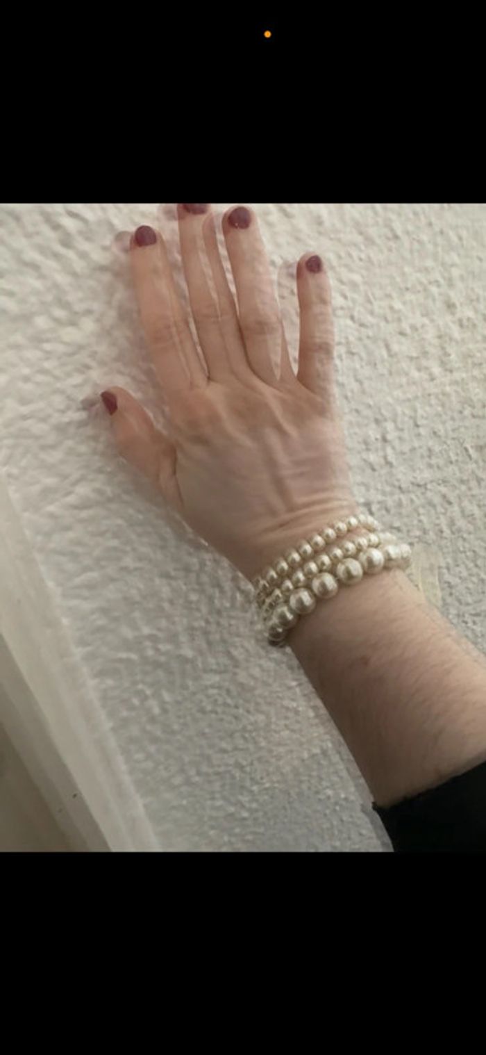 Bracelet 3 rangs elastique perle en plastique ruban - photo numéro 3