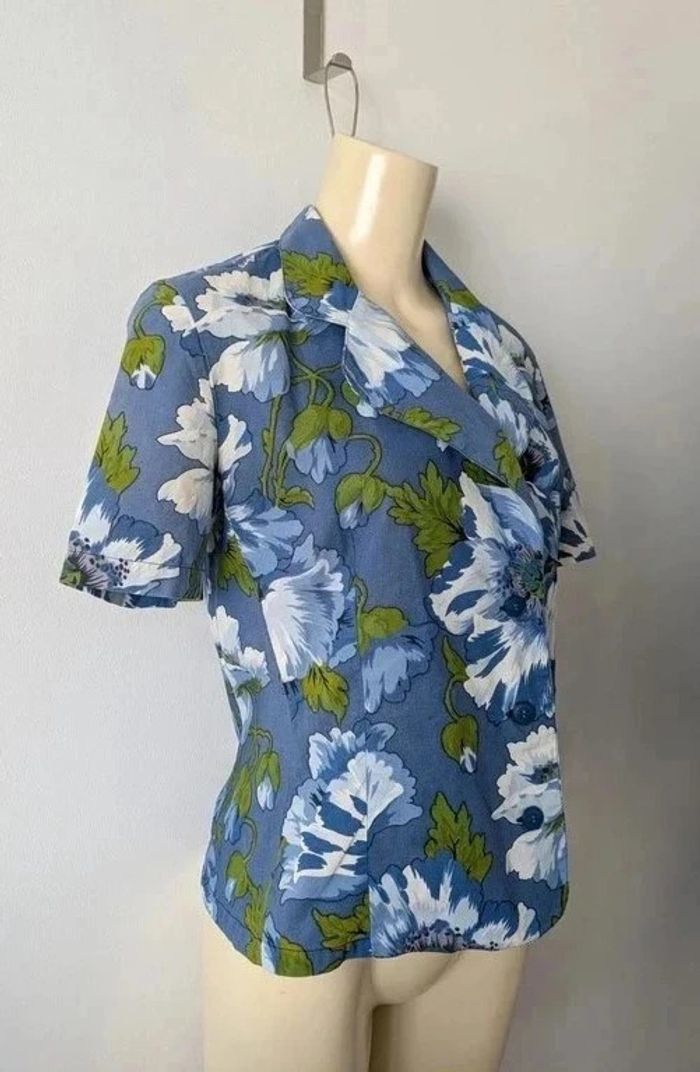 Ensemble d'été vintage fleurie : chemisier et jupe - Cacharel - taille 36 - photo numéro 3
