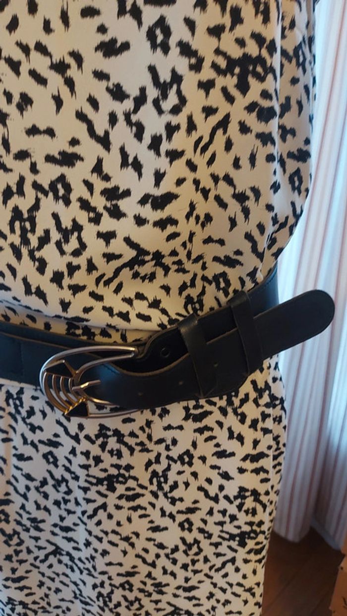 Ceinture en cuir noir réglable de 80cm à 95cm - photo numéro 5