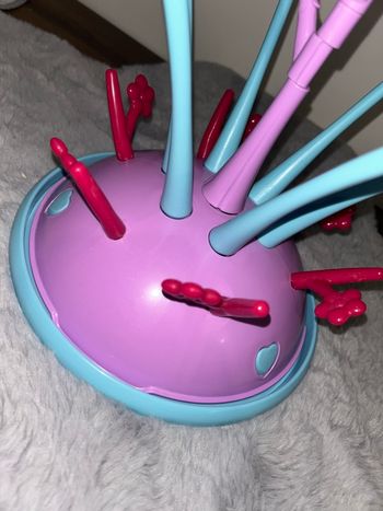 Arbre / égouttoir à biberon motifs oiseaux  bleu et violet