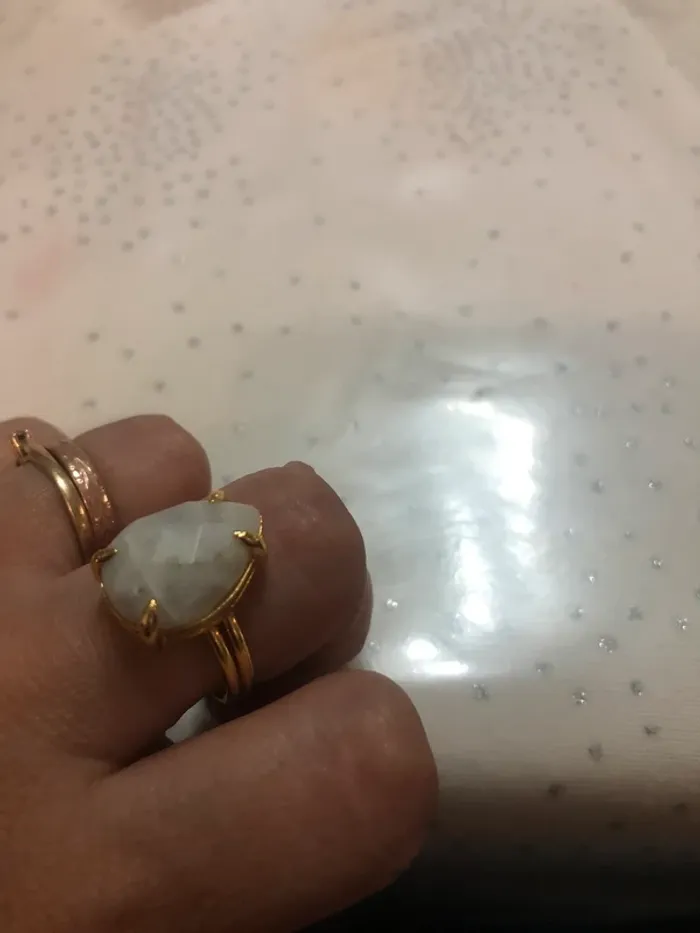 Bague pierre de lune et plaque or - photo numéro 4
