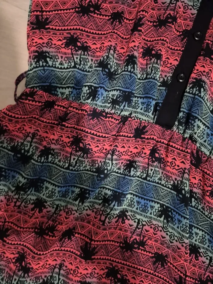 Robe palmier rose et bleu - photo numéro 2
