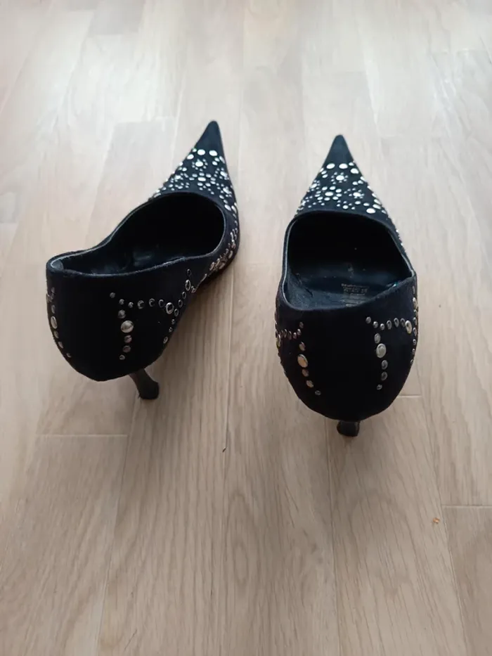 chaussure noir a talon et strass - photo numéro 5