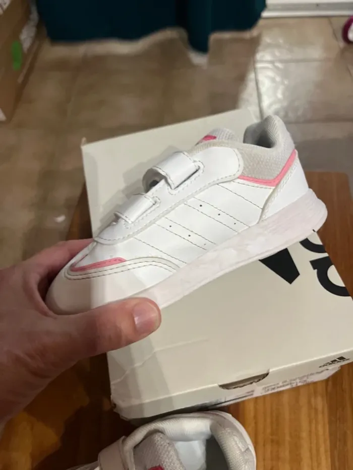 Basket fille adidas 27 blanche et rose - photo numéro 7