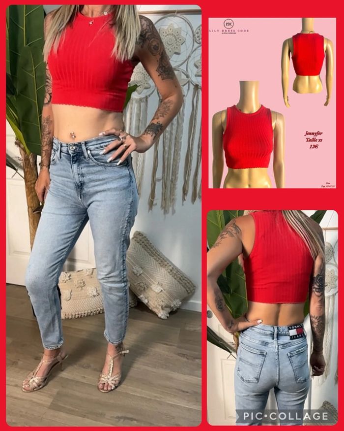 🍒Débardeur rouge côtelé Jennifer – Taille xs NEW  🍒