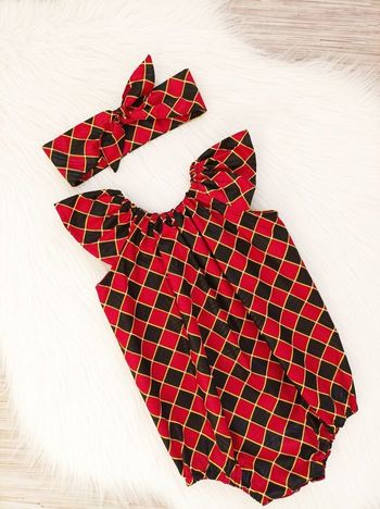 Bébé Body Manches Évasées Avec Bandeau en Tissu Wax