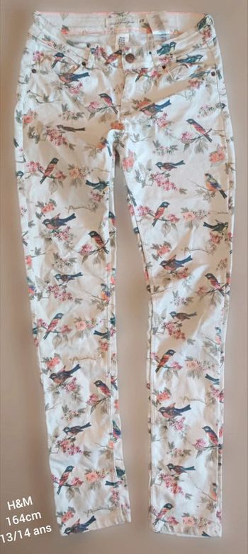 Pantalon H&M oiseaux et fleurs