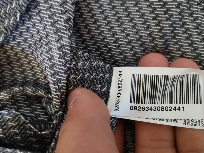 Chemise Zara homme manche longue taille 44  bleu a motif - photo numéro 3