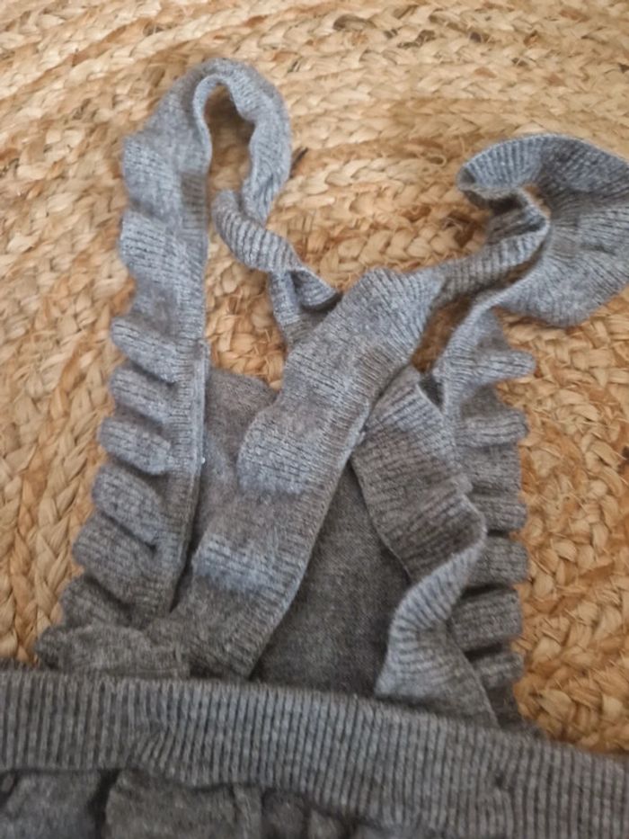 Salopette en lainage extensible bretelles fantaisie grise 🍓24 mois🍓 - photo numéro 6