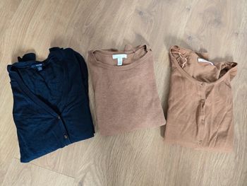Lot cardigans petit pull camel bleu taille s h&m camaieu kiabi