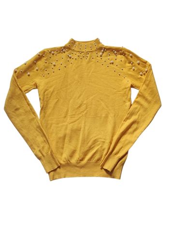 Pull jaune à perles taille unique