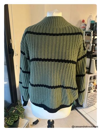 Pull vert kaki rayé noir - Shein