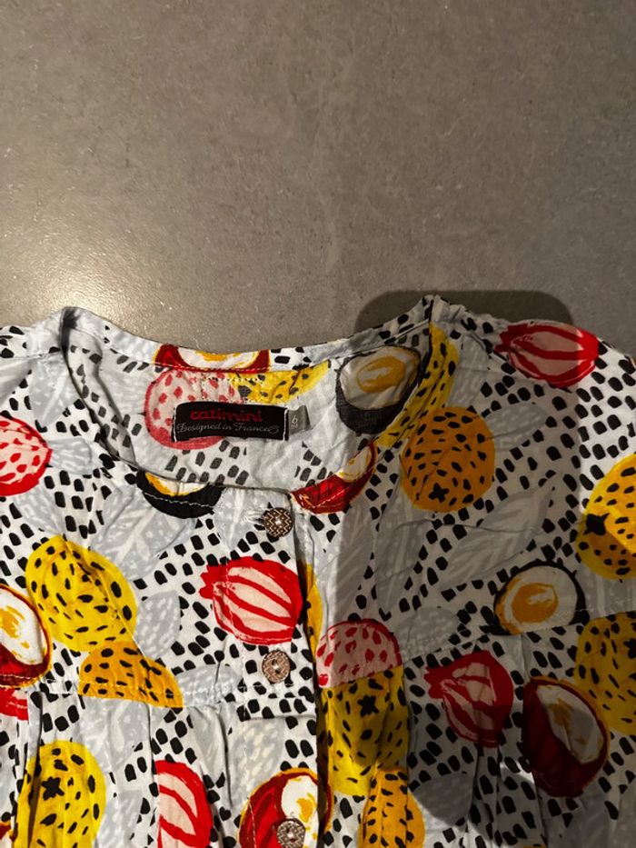 Robe sans manches - Catimini - Fruits - Marron, blanc, jaune, rouge & noir - 6 ans - photo numéro 2