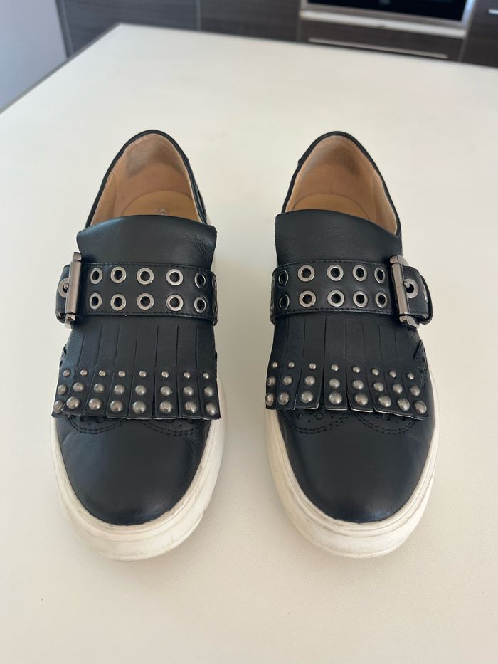 Mocassins femme cuir noir très confortables Geox respira 38 - photo numéro 2