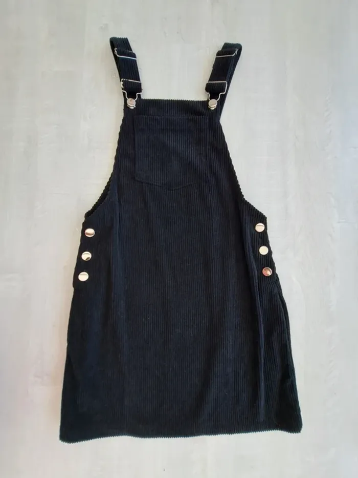 Robe salopette noire Shein - taille 34 XS - effet velours côtelée