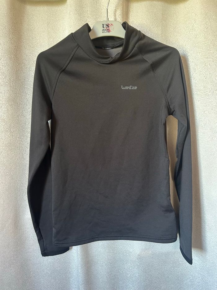 Sous pull thermique noir et gris 12 ans Wedze Decathlon - photo numéro 2