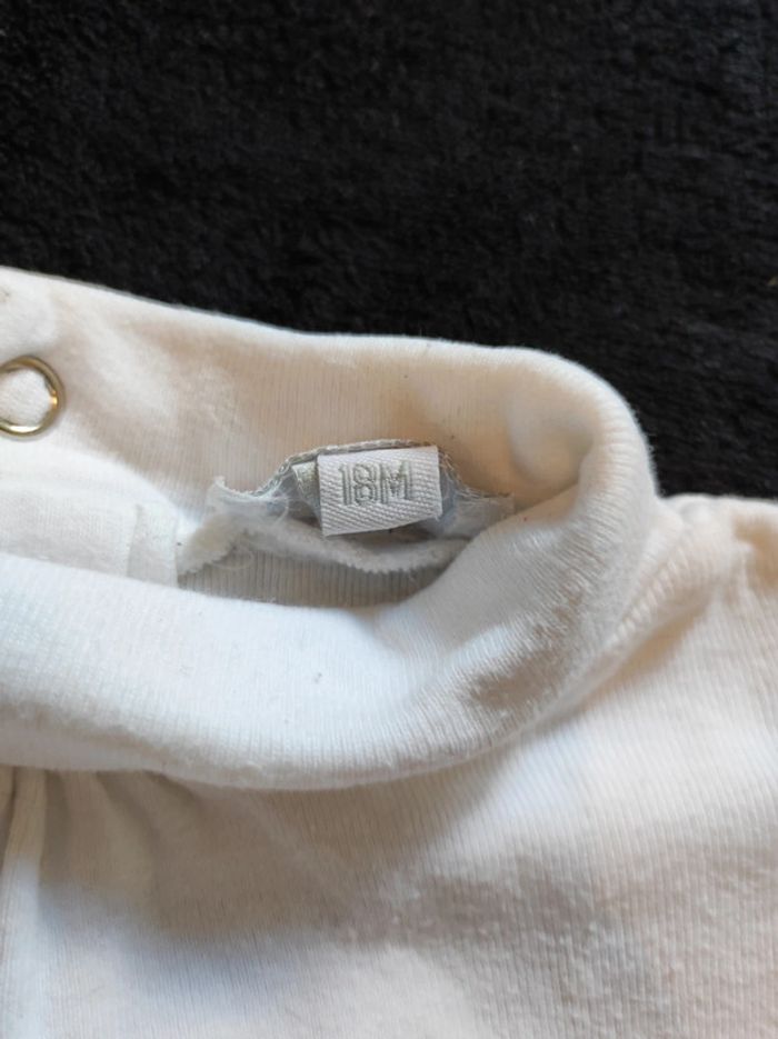 Sous pull t-shirt col roulé blanc 18 mois - photo numéro 3